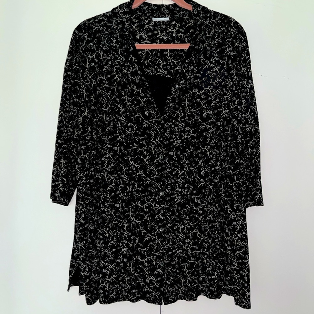 J Jill black and tan tunic blouse 2X
